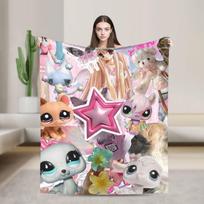 Littlest Pet Shop Warm Soft Blanket  Children Plush Bedding Throws Street Trend Couch Chair Flannel Bedspread Sofa Bed Cover 75x90cm gray