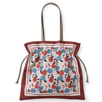 Official [MOOMIN] Tote Bag, Drawstring Bag, Scarf Print, Little My, Moomin, Snufkin, and Hattifatteners, Stylish Handbag, Nordic Design, RMSC-01 white