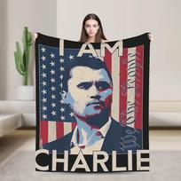 Charlie Kirk pliušinės antklodės vaikiškos flanelinės patalynės užtiesalai sofai, foteliui itin šiltas dizainas kokybiškas lovatiesės užvalkalas dovana 75x90cm black