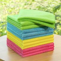 10-pack microfiber cleaning cloths, polyester absorbent and stain-removing towels, durable and lint-free. Pack of 10 blue