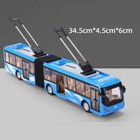Elektrinis turistinis žaislas Kelio be bėgių autobusas Lydinio keleivinio automobilio modelis Metalo dviejų sekcijų miesto autobuso modelis Garsas Šviesa Vaikų dovanos