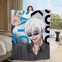Patogus šiltas minkštas pliušinis pledas, tinkamas sofai, svetainei, G-Gojo kambariui, S-Satoru biurui, miegamajam, kelionėms, anime, mangai, flanelinis, dovana 100cm x 150cm