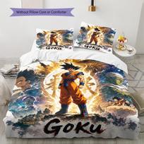 Son Goku Pattern Bedding Quilt Set  Home Decoration  Gift (1 * duvet cover + 2 * pillowcase  without core) 200x220cm black