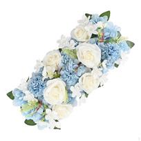 Dirbtinių Gėlių Girlianda Rožių Dirbtinių Gėlių Takelis su Pagrindu Vestuvėms Blue White white