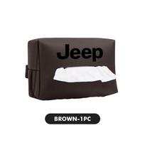 Car Logo Tissue Bag Case Leather Paper Towel Storage Box For Jeep Grand Cherokee Wrangler JK Renegade Gladiator Compass black