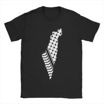 Men's Keffiyeh Palestine Map T Shirt  100% Cotton Clothing Humorous Short Sleeve Round Neck Tees Plus Size T-Shirts M juoda