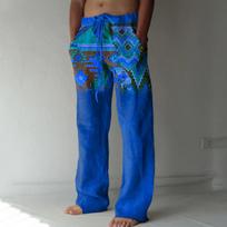 Men's 3D Vintage Tribal Printed Baggy Casual Trousers,  Elastic Drawstring Waist with Pockets, for Spring Summer Home Outdoor Vacation 4XL mėlyna