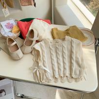 Childrens Autumn Knitting Clothing Vest Winter Korean Version Girls Camisole Striped Simple Loose Cotton Fashion 120cm
