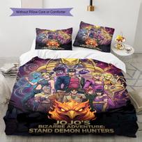 Jojos Bizarre Adventure Pattern Bedding Quilt Set Quilt Cover Pillowcase Home Birthday Gift(1 * duvet cover + 2 * pillowcase, without core) 135x200cm gray
