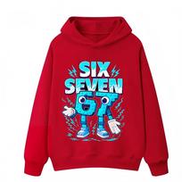 67 Six Seven Italian Brainrot Hoodie Funny Graphic Jersey Girls Kids Polar Warm Kids Autumn Hoodie Casual Unisex Sweatshirt 140 red