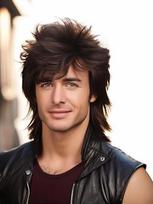 HAIRJOY Synthetic Hair Mullet Wig Adult Funny Wigs for Men Pop Rock Wig Joe Dirt Wig for 70s 80s Wig Brown Synthetic Wigs 12inches black