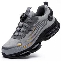 ZLMY Apsauginiai batai su besisukančiais mygtukais Vyriški Plieniniai Sneaker Oro Pagalvėlė Darbiniai Batai Vyriški Pramušimui atsparūs darbo saugos batai Apsauginiai batai 38 gray