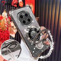 Glitter Plating Shockproof Case For Huawei Honor Magic 7 Lite 6 5 4 3 Pro Fundas Magnetic Holder Bracelet Cover Honor Mgaic 3 Pro sidabras