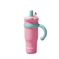 Big Mac thermos cup women's high-value straw water cup new ice cup large-capacity ceramic ton cup 1000ml pink
