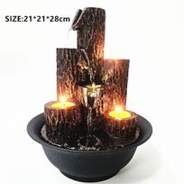 Dervos krioklio fontanas namams, biurui, Feng Shui, atsipalaidavimui. Viršutinis vandens elementas su šviesomis. Žavūs stalo papuošalai. Dovana brown