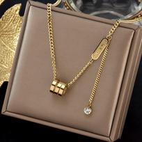 New 316L Titanium Stainless Steel Gold Color Choker Necklace Fashion Luxury Letter Love Heart Pendant Women's Party gray