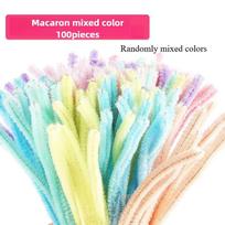 100PCS Colorful Chenille Stem Twisted Rod Wool Root Fluffy Bar Iron Wire DIY Handcraft Twisting Decorations Pipe Cleaners Plush 30cm length beige