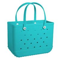 EVA vandeniui atsparus prakiurbtas paplūdimio krepšys: Atsparus dėvėjimuisi, Minkštas, Vienos peties dizainas. Medium Beach Bag 36*30*12.5cm 600g ežero žalia spalva