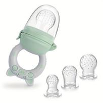 TYRY.HU 4pcs pig-shaped food feeder with handle. Silicone dispenser for fruit & veg puree, perfect for baby first solids and holiday gifts. 4PCS Green gray