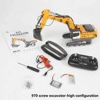 970 RC Mini ekskavatorius 1/50 mastelio Elektrinis ekskavatorius Modelis Imitacija Darbalaukio RC ekskavatorius su apšvietimo sistema RC automobilio žaislas Dovana geltona