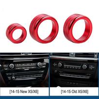 BMW X5/X6 F15/F16 Interior Audio & AC Knob Decor Ring for New/Old Models 2014-2017 New X5/X6 raudona