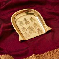 anciently Ashtalakshmi Brass Muram/Small Soop for Pooja - Traditional Mini Pital Sup/Moram/Supli for Chhath Puja & Return Gifts, Brass, Gold Colo brown