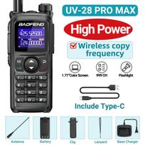 BAOFENG UV-28 PRO MAX Racija 10W Daugiajuostė 999 Kanalų Belaidžio Dažnio Kopijavimo Ilgo Nuotolio Type-C AM FM UHF NOAA Dvipusio Ryšio Radijas EURO