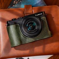 PU Leather Camera Case Panasonic Lumix S9 DC-L10GK Micro Four Thirds DSLR With Adjustable Shoulder Strap L10 Green PU Protective Case