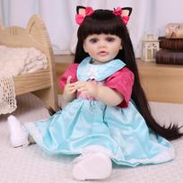 Realistic 55cm Reborn Girl Doll Full Silicone Vinyl Bathe Newborn Babies Dolls Kids Playmates Christmas Halloween Decoration Gifts brown