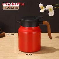 Modernus minimalistinis 316 nerūdijančio plieno termosinis arbatinukas su temperatūros indikatoriumi namų naudojimui Red,1000ml