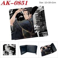 Gojo Satoru Anime Wallet Jujutsu Kaisen White Hair Teacher Bi-Fold Snap Coin Card Purse Black