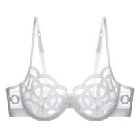 CINOON Prancūziškos permatomos liemenėlės nėriniai Sexy Temptation apatinis trikotažas Moteriškas itin plonas Push Up liemenėlis Hollow Out Bralette apatinis trikotažas M balta