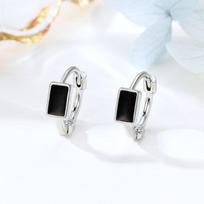Korean Version of Fashion Temperament Epoxy Black and White Rectangular Earrings Women's Niche Design Jewelry white