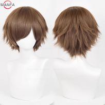 Anime 30cm Trumpas Tiesus Cosplay Perukas Juodas Baltas Žalias Rudas Violetinis Mėlynas Pilkas Raudonas Auksinis Vyras Moteris Karščiui Atsparus Sintetinis Plaukas brown