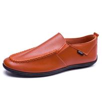 New Doudou Shoes Korean Version Trendy Men's Casual Leather Shoes Men's Soft Sole Slip-on Lazy Doudou Shoes 44 brown