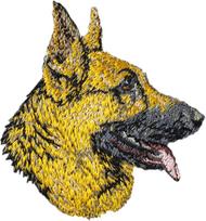 Vokiečių aviganis, Alsatinis vilkšunis - šuns formos pleistras, siuvinėtas pleistras, unikali puošmena Art-Dog kuprinei įvairiaspalvė spalva