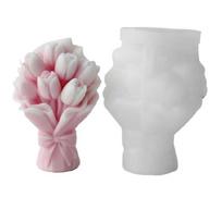 Food Grade Silicone Candle Mould For Tulips Bouquet Aromatherapys Craft Tool for Family Activity and Weddings white