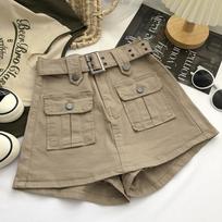 High-waist Design Denim Skirt Women's Summer Korean Version of The Wild A-line Bag Hip Shorts Culottes XL gray