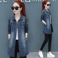 Denim Jacket Women's Korean Version of Loose Mid-length Spring and Autumn Denim Jacket Plus Size Windbreaker 5XL