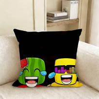 S-Sunny And M-Melon Pillow Cover Sofa Cushion Cover Home Room Decoration Children Gift Peach skin 18*18(CM)-1Pcs black