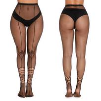 Women Fishnet Thigh High Stockings Waist Tights Sexy Hollow Out Goth Fishnet Leggings Pantyhose For Halloween Party 40-75kg brown