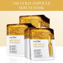 15pcs SADOER 24K Gold Vitamin C Hyaluronic Acid Facial Masks for Face Moisturizing Firming Hydrating Face Mask Facial Skin Care 15pcs