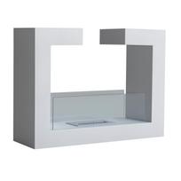 2000W stalinis bioetanolio židinys bekvapis nerūdijančio plieno su stiklu 78 x 25 x 58 cm Baltas balta