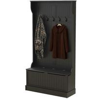 Coat Rack Shoe Bench With Storage And 5 Hooks Modern Style 96x34x179.7 Cm Black