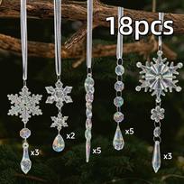 18pcs Clear Acrylic Christmas Tree Decor Sparkling Shock-Resistant Christmas Hanging Transparent Acrylic High Transparency įvairiaspalvis