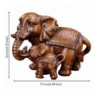 2 Pieces Carved Elephant Figurine with Ornamental Detailing Indoor ChineseStyle