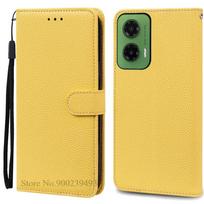 Skirta Moto G35 5G dėklas Piniginė Odinis Atverčiamas Dangtelis Skirta Motorola G35 Dėklas Knygos Formos Dangtelis Skirta Moto G35 Dėklas Coque Fundas Capa For Moto G35 5G geltona