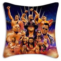 W-WWE LOGO W-WrestleMania Pagalvių užvalkalai Animacinis Sofa Dekoratyvinis Namų Dvipusis Spausdinimas Trumpas Pliušas Mielas Pagalvės užvalkalas 30cmx30cm brown