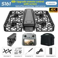 S161 MAX Brushless Grid Folding Drone 8K HD LED Lights Streaming Positioning Flight 4.5 Inch HD LCD Brushless Wind Resistant Motor with 5G WiFi FPV 4K+1 battery juoda