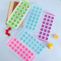 21-Cell Easy Release Ice Cube Tray - Round Hole, Square Press, Quick Freeze Mold 21-cell Round rožinė